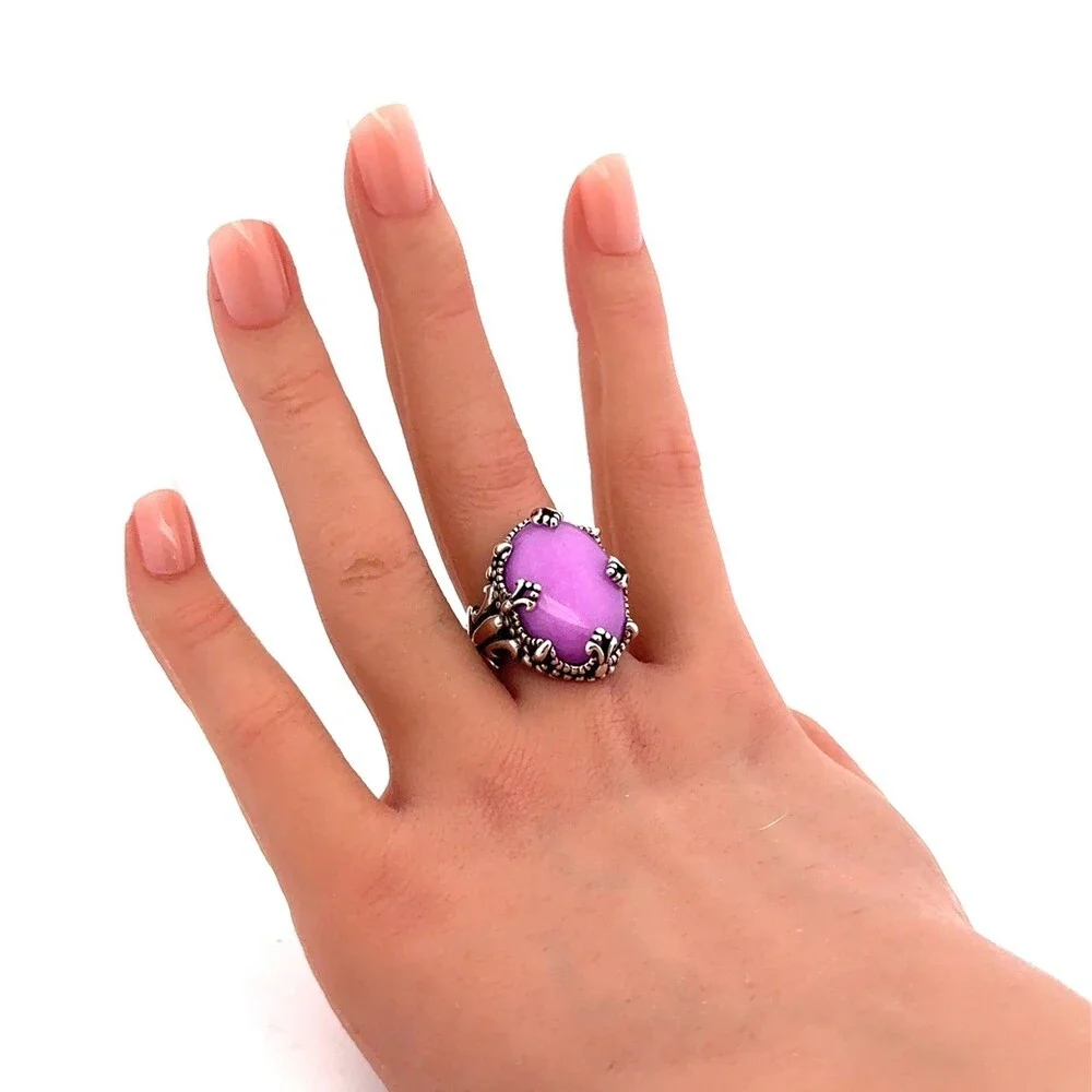 Carolyn Pollack Navajo 925 Sterling Silver Purple Phosphosiderite Statement Ring - Picture 9 of 15